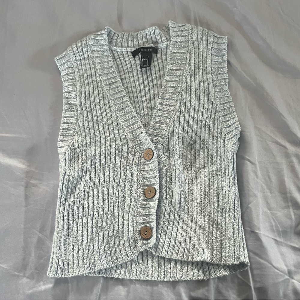 baby blue v-neck sweater vest from Forever 21